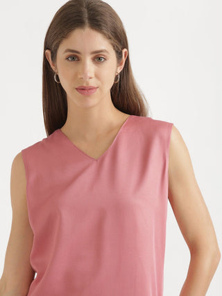 Rose V-Neck Sleeveless Top