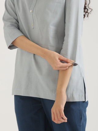 Sky Blue Airy Linen Short Kurta