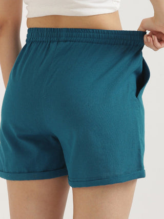 Turquoise Airy-Linen Shorts