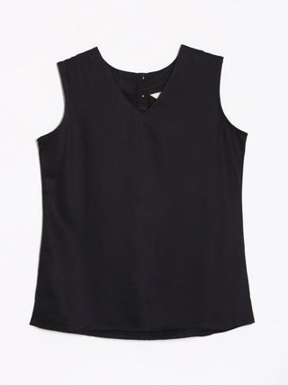 Black V-Neck Sleeveless Top