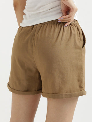 Coffee Brown Airy-Linen Shorts