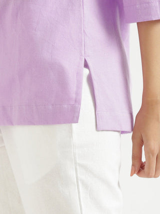 Lilac Airy Linen Short Kurta