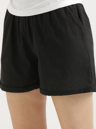 Black Airy-Linen Shorts