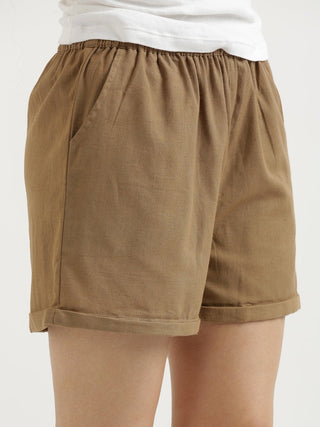 Coffee Brown Airy-Linen Shorts