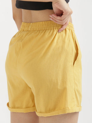 Yellow Airy-Linen Shorts