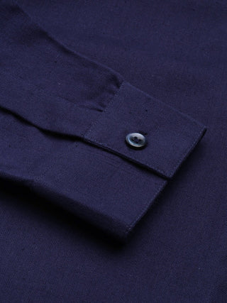 Navy Blue Airy-Linen Shirt