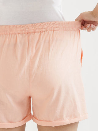 Peach Airy-Linen Shorts