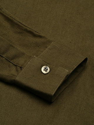 Olive Green Airy-Linen Shirt