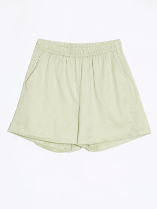 Mint Green Airy-Linen Shorts