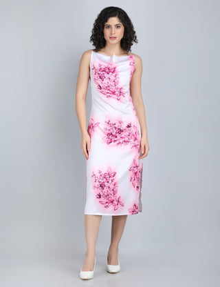 Elegant Pink Floral Midi Dress