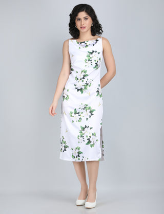 Graceful Green Floral Midi Dress