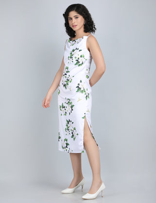 Graceful Green Floral Midi Dress