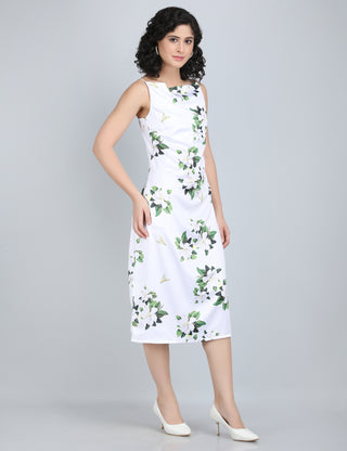 Graceful Green Floral Midi Dress