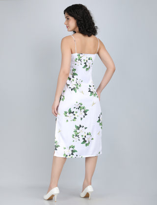 Graceful Green Floral Midi Dress