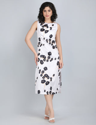 Classic Black Floral Midi Dress