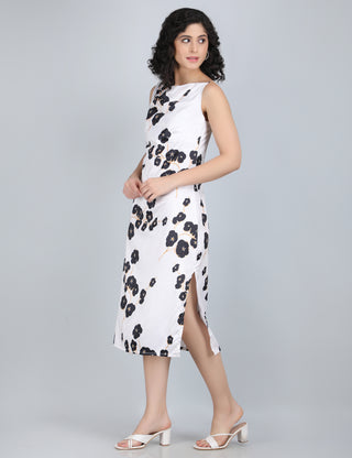 Classic Black Floral Midi Dress