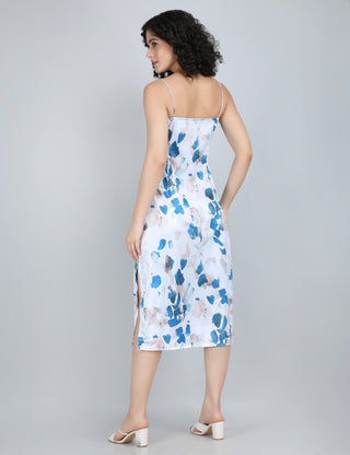 Elegant Blue Abstract Midi Dress