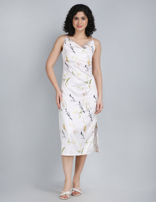 Delicate Floral Print Midi Dress