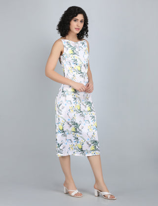 Tropical Yellow Floral Midi Dress