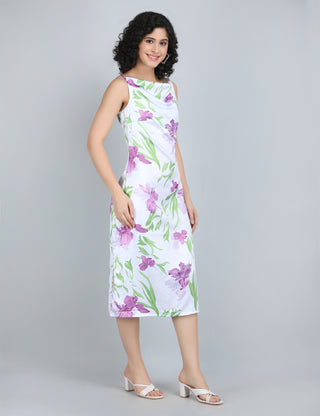 Graceful Purple Floral Midi Dress