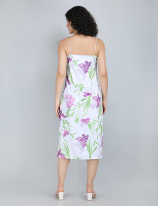 Graceful Purple Floral Midi Dress