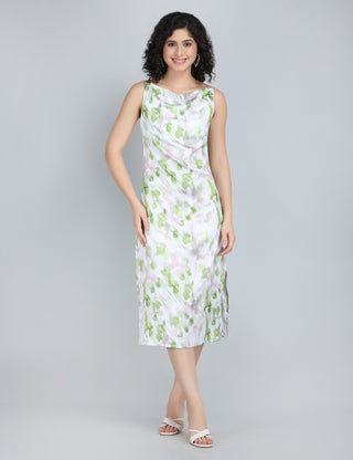 Serene Green Floral Midi Dress