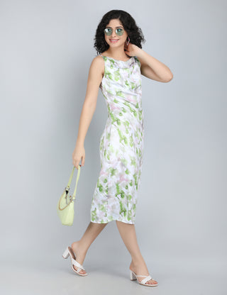 Serene Green Floral Midi Dress