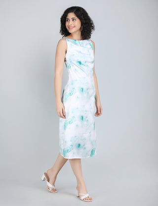 Tranquil Teal Watercolor Midi Dress