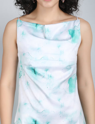 Tranquil Teal Watercolor Midi Dress