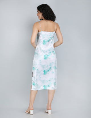 Tranquil Teal Watercolor Midi Dress