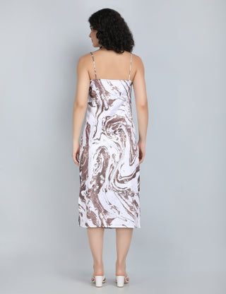 Elegant Marble Print Midi Dress