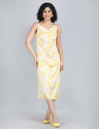 Sunny Yellow Floral Midi Dress