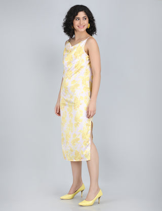 Sunny Yellow Floral Midi Dress