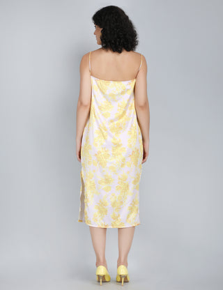 Sunny Yellow Floral Midi Dress