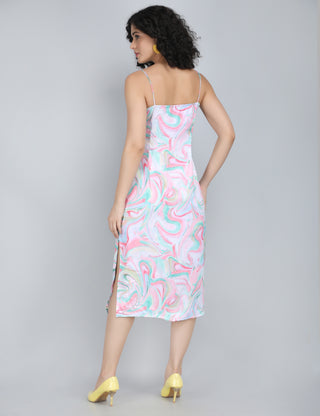 Pastel Swirl Midi Dress