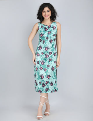 Emerald Garden Floral Midi Dress