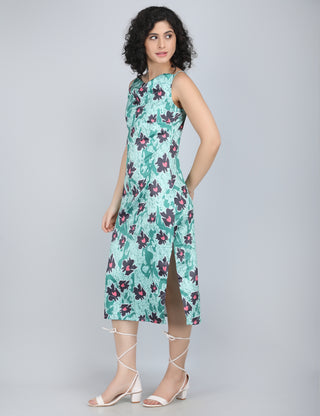 Emerald Garden Floral Midi Dress