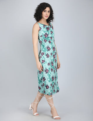 Emerald Garden Floral Midi Dress