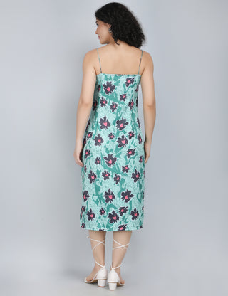 Emerald Garden Floral Midi Dress