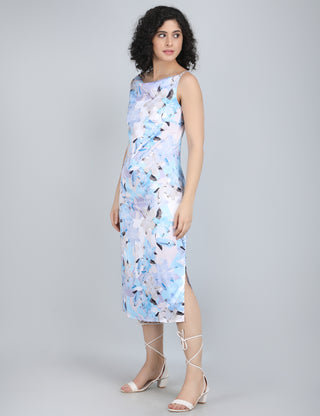 Cool Breeze Blue Floral Midi Dress