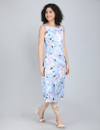 Cool Breeze Blue Floral Midi Dress