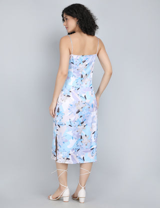 Cool Breeze Blue Floral Midi Dress