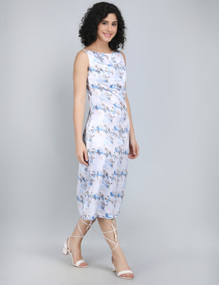 Serene Blue Watercolor Midi Dress