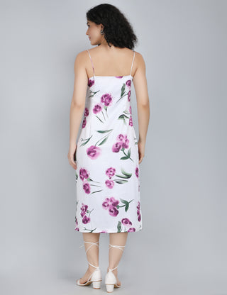 Chic Lilac Floral Midi Dress