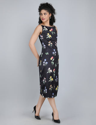 Midnight Blossom Floral Midi Dress