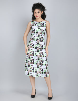 Modern Geometric Print Midi Dress