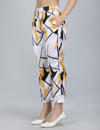 Abstract Yellow & Black Satin Co-Ord Set