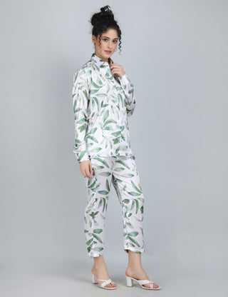 Evergreen Satin Leafy Co-Ord Set