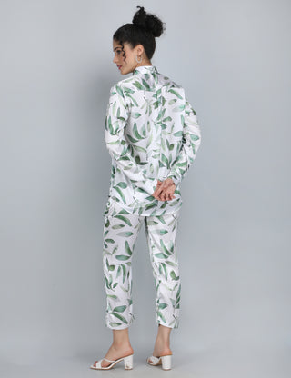 Evergreen Satin Leafy Co-Ord Set