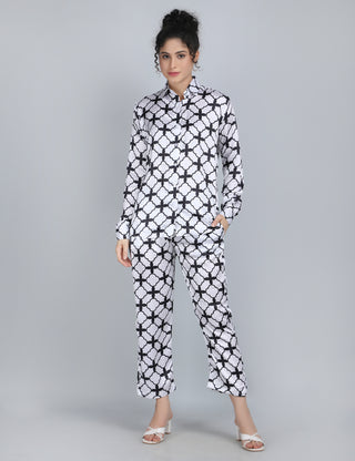 Monochrome Geometric Satin Co-Ord Set